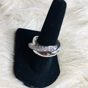 Rhodium Silver C&L multiple rings,Swarovski stones